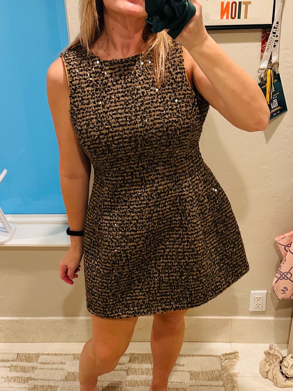 NWT Gianni Bini Emma Sequin Tweed Structured Mini Dress Size 12 - Picture 3 of 12